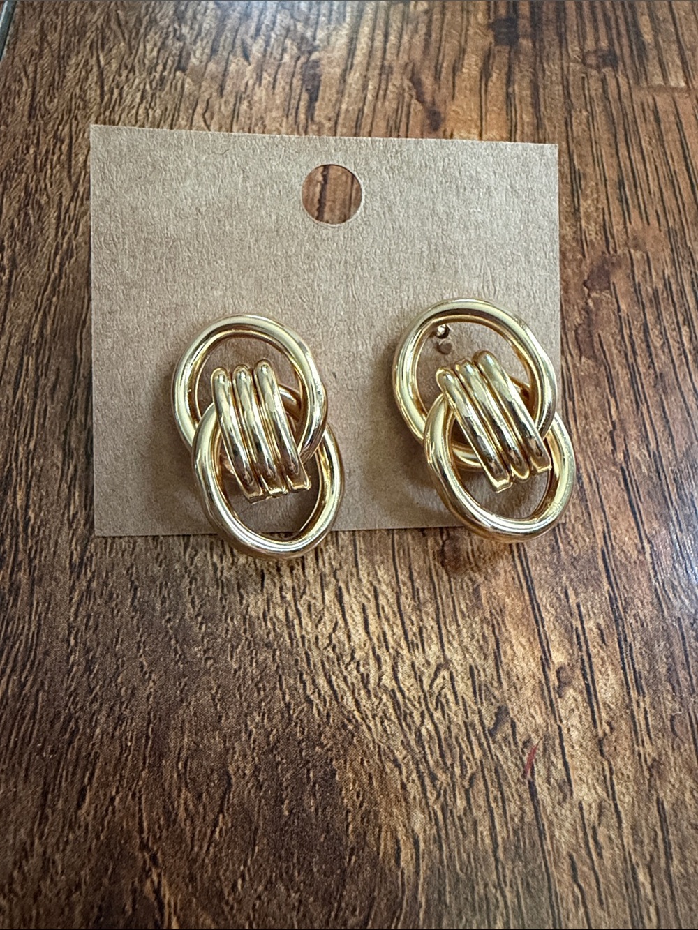 Macy's Shiny Gold Interlocking Hoop Earrings